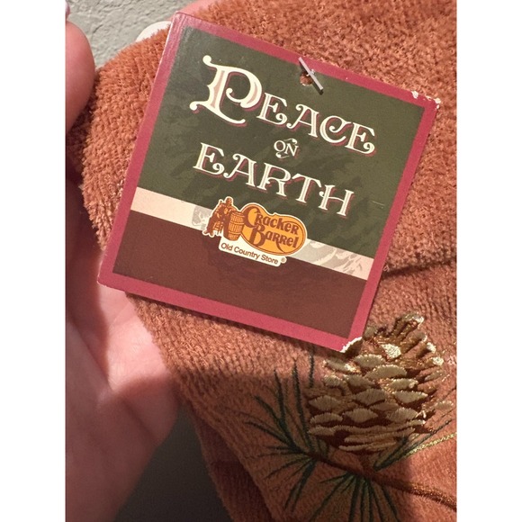 Mixed Holiday Hand Towels - 3 "Peace on Earth" Pine Cone (NWT) & 1 Poinsettia - Picture 3 of 7